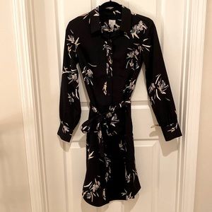 NWT A New Day Black Floral print shirtdress Size Small